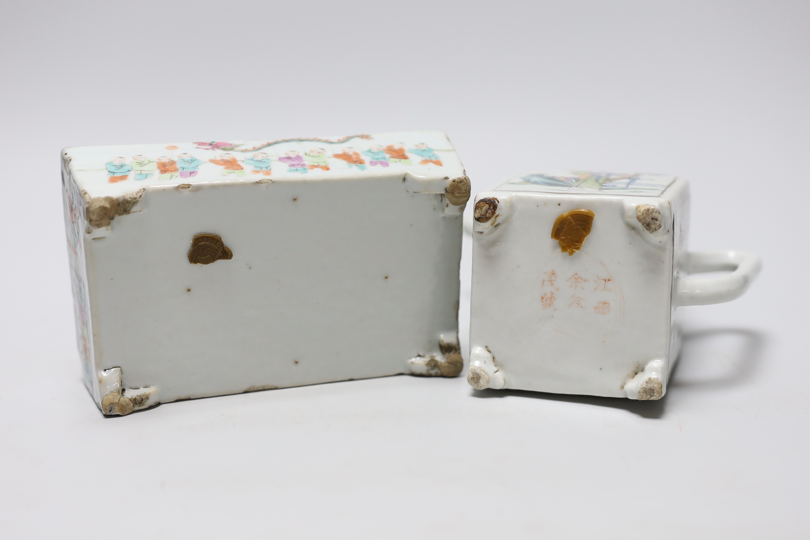 A Chinese Republic period teapot and small dish, teapot 18cm tall